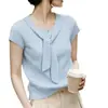 Processamento OEM xale falso de duas peças feminino malha de seda gelada com manga curta blusa de moda verão 2026