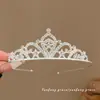 Tiara de Coroa Princesa Infantil Fita de Cabelo de Pérola Elástico para Cabelo Corda de Cabelo para Meninas Alta Elasticidade Corda de Cabelo Acessório de Coque para Cabelo