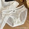 Ropa Interior Sexy de Encaje Europeo y Americano para Mujer, Lujo Accesible, Elegante Satén de Cintura Baja con Tirantes Finos, Calzoncillos Cubre Caderas de Malla con Aberturas que Tentan