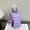 Bolso Pequeño Cuadrado Nuevo para Exteriores Transfronterizo, Bolsa de Algodón Rellena para Botella de Agua, Bolso Cruzado Deportivo Versátil, Bolso para Teléfono con Ranura para Tarjeta de Hombro Único para Mujer