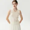 Camisola de punto de cachemir con cuello en V y encaje ondulado, versátil, elegante, corte ajustado, color liso, diseño simple, perfecta como capa interior