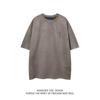Camiseta Masculina de Camurça Manga Curta Verão 2025 Estilo Americano Estampa Heavy Steel Oversized Solta Meia Manga Tendência