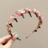 Diadema de corona alta estilo coreano, diadema de borde ancho, diadema para lavarse la cara con dientes, accesorio para el cabello de tela a cuadros de alta gama