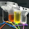 En stock Bolsa Desechable para Bebidas Transparente Translúcida para Jugos con Cordón Bolsa para Bebidas Calientes y Frías Bolsa de Empaque Líquido de Pie