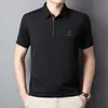 Nueva Camisa Polo de Manga Corta de Verano para Hombre Casual de Negocios Color Sólido Estampada Cómoda Camiseta con Cuello para Hombre Tops de Exportación
