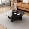 Mesa de Centro Sala de Estar Doméstica Quadrada Vidro Temperado Madeira Maciça Mesa de Centro Moderna Simples Resistente a Arranhões Apartamento Pequeno Mesa de Centro de Luxo Leve