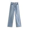 Ins Estilo Simple Callejero Color Caramelo Jeans Holgados para Mujer Cintura Alta Adelgazantes Lavados Casuales Pantalones de Pierna Ancha
