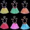 Disfraz de Baile Hula de Halloween de 30 cm de Largo con Guirnalda de Flores Set de Falda Hula Hawaiana para Niños