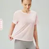 Camiseta de Yoga Ligera y Transpirable de Bambú para Exteriores, Fitness, Pilates, Cuello Redondo, Versátil, Cubre Ropa, Top Deportivo de Manga Corta para Mujer