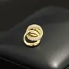 Novo Broche de Lapela Pequeno em Forma de Corrente com Anel Duplo Cravejado de Pedras, Estilo Europeu e Americano, Acessório de Broche para Terno, Unissex