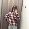 Camisa de Franela Cuadrada de Manga Larga para Mujer Camisa de Cuadros para Aire Acondicionado Otoño E489406/489508/488559