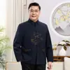 Traje Tang para hombres, ropa para hombres de mediana edad y ancianos, chaqueta, chaqueta estilo primavera y otoño, ropa para papá, traje de manga larga, estilo chino, ropa para abuelo