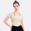 Top de Yoga con Almohadillas en el Pecho para Mujer, Camiseta Deportiva de Manga Corta para Correr de Dos Piezas Falsas, Ropa de Fitness Ajustada para Uso en Exteriores
