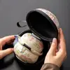 Juego de Té Rápido Firestone Rojo Caramelo Azul y Blanco Danza de Mariposas Flor, Una Tetera Tres Tazas, Cerámica al Aire Libre Kung Fu Té Portátil