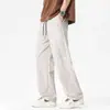 Pantalones de chándal holgados estilo americano con cordón, unisex, pantalones casuales de malla perforada transpirable para jóvenes
