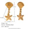 Pendientes de temperamento y personalidad INS de Europa y Estados Unidos, acero inoxidable chapado en oro de 18 quilates, estrella de mar, costura de flor, amor, cesta colgante en espiral