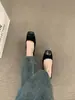 Primer Encuentro Temporada Zapatos planos retro estilo francés, patchwork cuadrado, punta cuadrada, escote bajo, brisa suave de la tarde, versátiles y cómodos para los pies, bailarinas