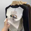 Camada Base Casual Infantil Raglan Manga Longa Outono Inverno Novo Estilo De Rong Camiseta Gola Redonda Menino Pequeno Roupa Íntima Top Felpudo