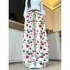 Pantalones de pana anchos estilo americano con estampado vintage para mujer, Otoño/Invierno 2026, nuevos pantalones deportivos casuales holgados de pierna recta