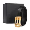 Cinturón de Acero Inoxidable para Hombre con Hebilla Automática, Estilo Oficina de Gama Alta, Negro con Patrón de Búfalo Capa Superior, Venta al por Mayor desde Fabricante