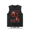 Amazon atacado moda nacional angustiado pescoço redondo estampado colete camiseta masculina verão lavado hip hop mangas colete sem mangas