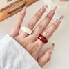 Anillo Curvo Asimétrico con Goteo de Aceite Otoño e Invierno para Mujer, Diseño Sencillo Ins de Nicho, Anillo Abierto Retro para Dedo Índice
