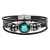 Pulsera retro europea y americana de múltiples capas de las 12 constelaciones DIY pulsera de cuero punk para pareja joyería de constelaciones