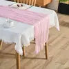 Camino de Mesa de Hilo de Bali Tela Arrugada Estilo Europeo Decoración para Bodas y Fiestas Estilo Bohemio Plisado Venta al por Mayor Sensación de Lujo Ligero de Alta Gama