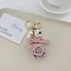 Llavero Colgante Lindo Perla Rosa Coreana Cadena Creativa Llavero de Lazo Colgante para Coche en stock