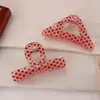 Presilha de Cabelo Rosa com Bolinhas Estilo Coreano e Japonês com Toque de Luxo, Presilha de Cabelo Laço Delicada para Penteado de Coque na Parte de Trás da Cabeça, Acessório de Cabelo Presilha Tubarão