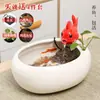 Ornamentos de Fluxo de Água Cerâmicos Pequena Paisagem Micro Fluxo de Água Desktop Ar Condicionado Umidificador Doméstico Fonte de Água para Gato Pet Pó de Pulverização