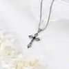 Colar Pingente Cruz Gótica Cruzada Negra Diamante Negro Vazado Amazon Cross-Border Colar de Liga Metálica Cruz Simples Retrô