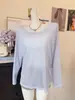 7182# Saída de Praia Solta Feminina Listrada Manga Longa Camada Base Estilo Preguiçoso Peça Externa Casual Emagrecedor Top de Menina Popular