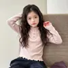 Ropa Infantil de Primavera y Otoño Niñas Bebé Camisa Base con Volantes Niños Ropa Interior Nueva Camiseta de Manga Larga Cuello Semi-alto Top Casual