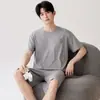 Pijama Popular de Modal para Hombre Verano Manga Corta Shorts Adolescentes Pueden Usar Color Sólido Delgado Conjunto de Ropa para el Hogar