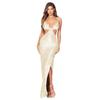 INS Vestido europeo y americano de alta calidad con espalda hueca, sin espalda, falda de cadera, Amazon, francés, con tirantes divididos y lentejuelas