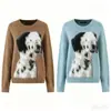 Suéter de Moda para Mujer 2026 Estilo Europeo y Americano Casual de Corte Holgado con Patrón de Perro Pequeño Suéter de Punto Jacquard M11883