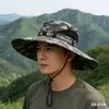 Chapéu de Sol de Montanhismo Novo Estilo de Verão, Gorro para Exterior, Chapéu de Pescador, Aba Larga de 13cm, Chapéu de Sol com Proteção Solar Masculino, Chapéu de Sol Feminino