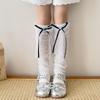 Calcetines de Niña Verano Finos Anti-mosquitos Calcetines con Lazo Acumulados Lolita Niños y Niñas Tubo Largo Guantes de Protección Solar