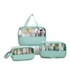 Bolsa de cosméticos transparente con empalme de PVC, bolsa de baño, bolso de mano de PU impermeable, bolsa de almacenamiento portátil de viaje de gran capacidad