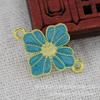 Accesorios de Joyería Goteo de Aceite Imitación Jade Azul Quemado Hecho a Mano DIY Cobre con Conservación de Color 23*17*3mm Material Estilo Antiguo B3420