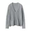 Cárdigan de Punto Hueco con Cuello en V de Doce Puntos Estilo Chanel Suéter de Cachemira para Mujer Suelto Casual Base de Lana Tejida