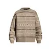 Cárdigan de punto a rayas con estampado étnico, cuello redondo, manga larga, suéter chaqueta casual holgado para hombre de primavera y otoño, estilo moderno