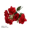 Nuevo ramo de rosas artificiales de 5 cabezas para decoración suave de escritorio de sala de estar en casa, accesorio de fotografía, flores artificiales