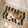 Alfombra Absorbente de Baño Tejida de Lana Sintética Alfombra de Piso de Dibujos Animados Felpudo de Baño Felpudo de Prueba de Baño Alfombra Antideslizante para Puerta