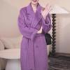 Abrigo de Lana Morado Invierno Ropa Coreana Sentido de Alta Gama Súper Bonito Cintura Ceñida Adelgazante Reductor de Edad Abrigo de Lana Abrigo