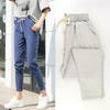 Ropa nueva para mujer Pantalones de algodón y lino para mujer Pantalones casuales de verano para mujer Pantalones Hallen recortados Pantalones de seda de hielo elásticos de pierna ancha para mujer