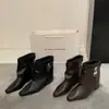 Calças de bota para aumentar a altura mulheres 2026 moda novo outono botas curtas bico quadrado fivela couro sola macia versátil emagrecedor botas western