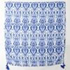 Ropa de estilo nacional con bufanda de mano de algodón y lino azul y blanco porcelana azul flor vintage bufanda de hilo de Bali chal de viaje