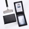 Fabricantes de fuentes, estuche de cuero genuino para permiso de trabajo, estuche de cuero con imán para certificado, estuche protector para tarjeta de trabajo, insignia, licencia de tarjeta de trabajo